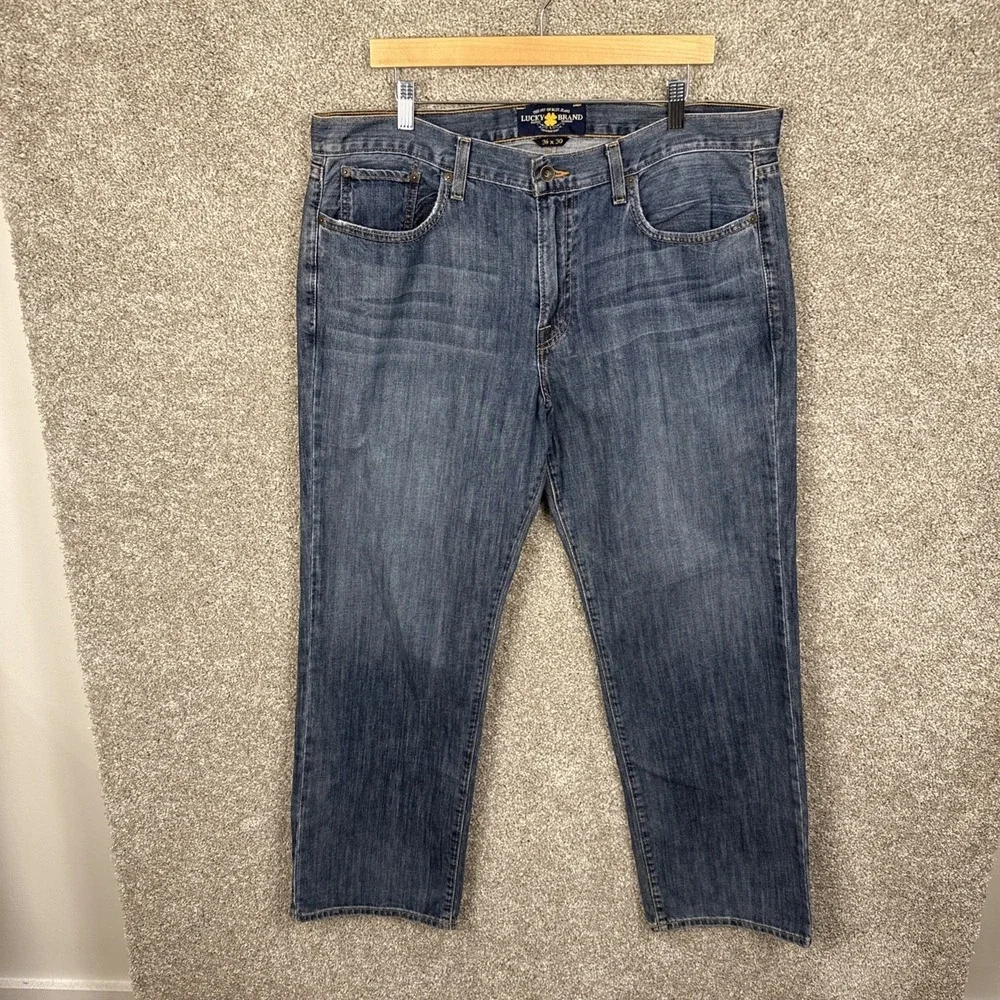 Lucky Brand‎ Mens Blue Straight Leg Denim Jeans 36x30 Medium Wash Classic Fit